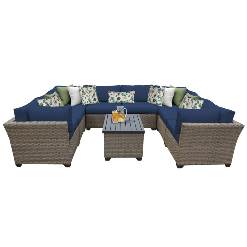 Sol 72 Outdoor™ Rochford 8 Piece Rattan Sectional Seating Group with